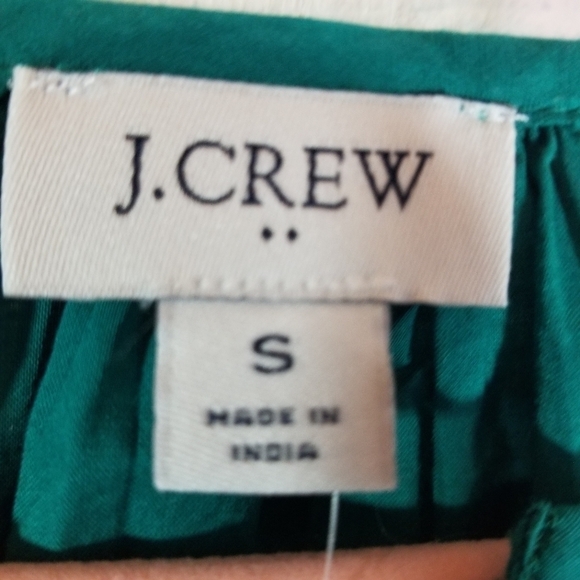 J. Crew Factory green long sleeve peasant ruffle shirt new - Picture 5 of 7